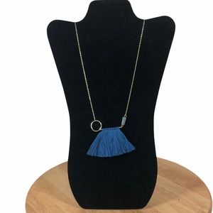 Shiraleah Anthropologie Necklace Fringe Palma Blue Tassel Hoop Crystal Long